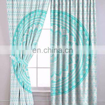 Indian Latest Green Ombre Mandala Home Decorative Curtain Set Window Balcony Wall Hanging Door Curtains