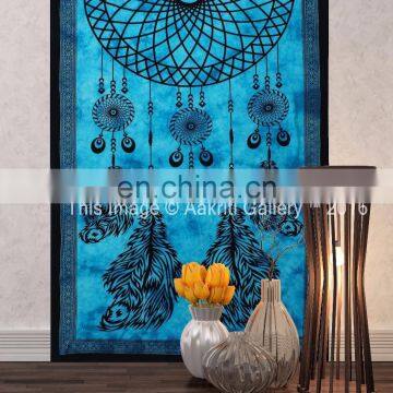 Indian Handmade Twin Size Wholesale Tapestry Turquoise Dream Catcher Spread Boho Wall Bohemian Psychedelic Tapestry