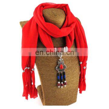 jersey fringe style red jewelery scarf