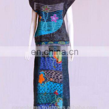 Multicolored Razor Cut Patched Prints Maxi Dress HHCS 126 A photo-2