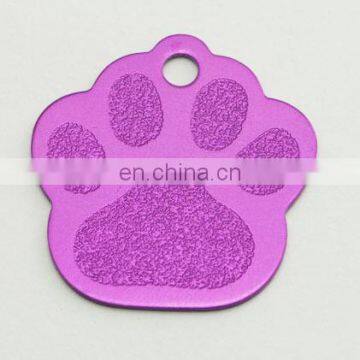 customized paw shape dog tags, metal pet ID tags, glitter dog tags