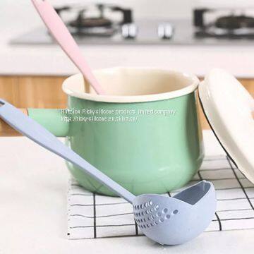 2 In 1 Creative Wheat Straw Soup Spoon Long Handle Lovely Porridge Spoons With Filter Dinnerware Kitchen Colander Tools photo-2