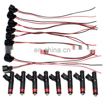 Free Shipping! 8x Fuel injector & 9x Pigtail Wire Connector 53032145AA For Jeep Grand Cherokee