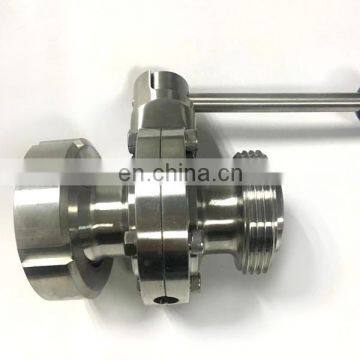 Sanitary Food Grade Stainless Steel SS316 Female/Male RJT Butterfly Valve With Pulling Handle photo-4