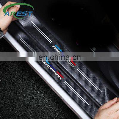 4pcs Car Sticker Door Carbon leather Fiber Sill Plate For BMW M E36 E34 F10 E46 F30 F20 X3 E53 E70 g30 E30 E36