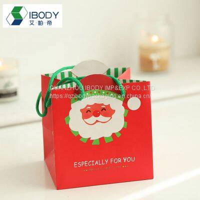 Custom Santa Claus Kraft Paper Gift Shopping Bag with Handle Party Gift Bag