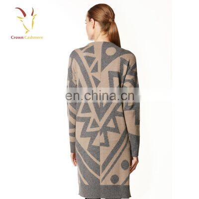 Spring Autumn V Neck Buttons Cashmere Women Knit Long Cardigan Sweaters Coat photo-4