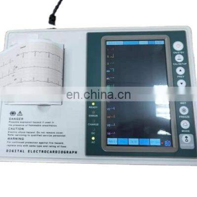 High quality 7 inch screen portable digital 3 channel 12 leads ecg machine for hospital