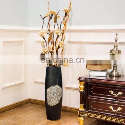 Black Hand Maded Porcelain Decorative Modern Big Vases For Retail And Wholesale