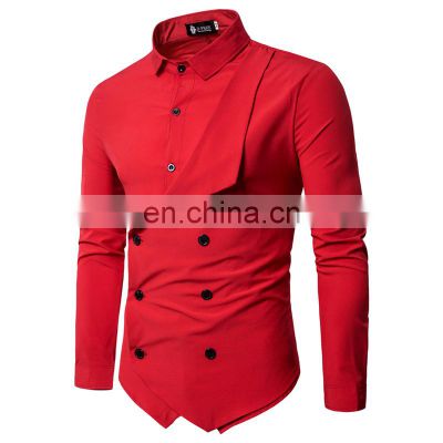 Polyester Cotton Satin Solid Color Anti-shrink Feature and Men Gender Men's Shirts