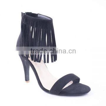 Good Quality Cheap Price High Heel Woman Suede Tassel Sandals Using Back Zipper photo-2