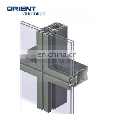 High quality aluminium profile of curtain wall with double tempered glazed