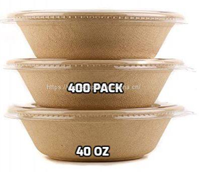Eco friendly compostable sugarcane bagasse 40 oz disposable bowls food containers serving ware