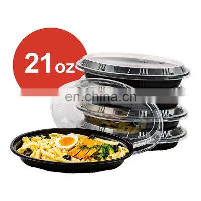 Portable Black Stackable Disposable PP Plastic Meal Prep Containers With Clear Lids photo-2