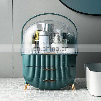 Wholesale dust proof 360 professional acrylic organic makeup organizer with lid manufacturers desktop plastic cosmetic organizer