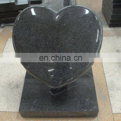Black Heart Shape Granite Carving Tombstone Monument photo-3