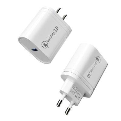 2022 New product QC 3.0 EU/US Plug charger QC 3.0 1 USB Charger for Mobile Phone USB charger