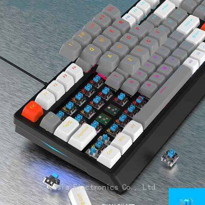 New Mechanical Gaming Keyboard with Blue and MX Red Switches Wireless with Volume Knob RGB Backlit Features Metal Component