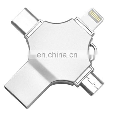 Custom Logo OTG 4 in 1 USB Flash Drive 3.0  Micro USB/Type-C Pen Drive For IPhone Android PC