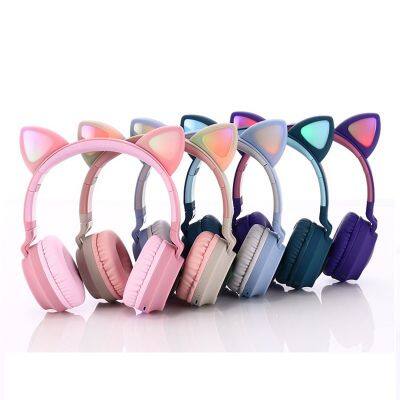 BT028C China Factory Bluetooh wireless headset Cute Cat noise cancelling blue tooth headphones