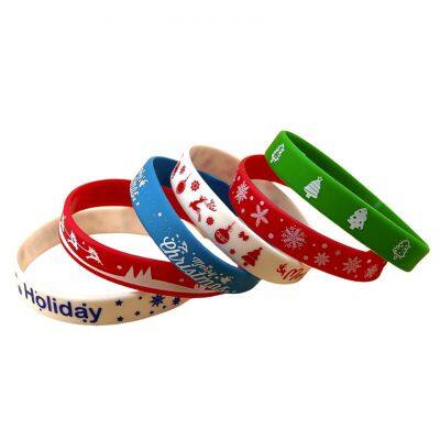 Promotional High Quality Christmas Silicon Wrist Band Custom Printing Cartoon Silicone Bracelet