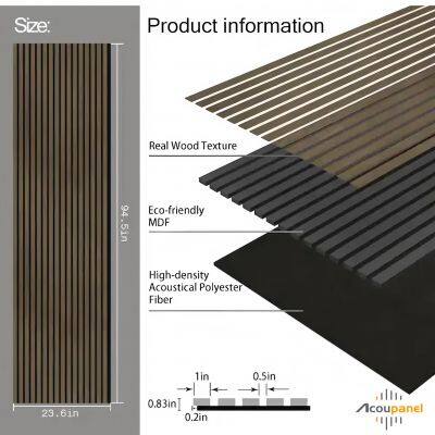 Acoustic Slat Wood Panel Modern for Bedroom Living Room Apartment Wall Decoration Sound Absorbing 90% Noise Reduction Waterproof photo-5