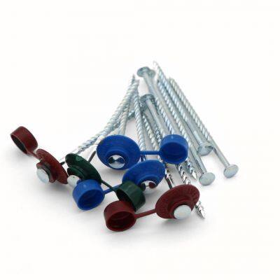 Hot-Dip Galvanized Twist Nails With PVC Caps - 1000pcs/box Compliant Roofing Nails