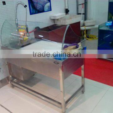 APEX supermarket luxury stainless steel fish cleaning table/fish processing table