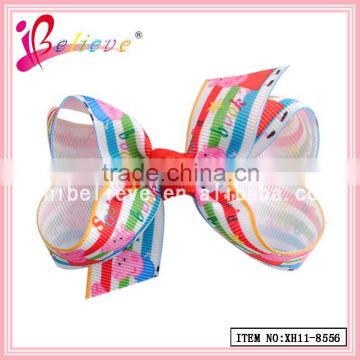 Lovely cartoon print ribbon headwear fashion hair jewelry infant bow tie with clip