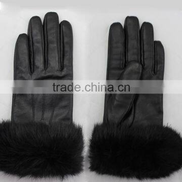 Ladies Sheepskin Guneine Leather Gloves With Fur photo-2