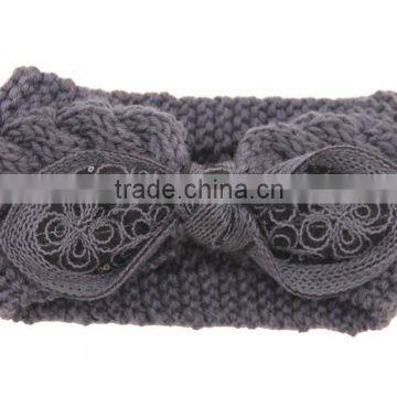 2015 Winter Newest Charm Women's Christmas Gift Knit Elastic Bow Knot Lace Flower Headband photo-3
