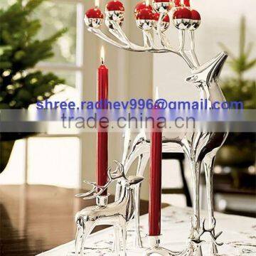 Metal Aluminum reindeer Candle Pillar holder