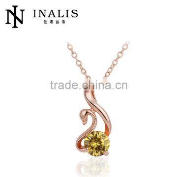 Fashion animal design italian rose gold necklace designs in 10 grams with big zircon stone LKN18KRGPN459