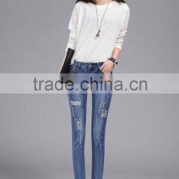 Spring Summer High Waist Jeans Woman Female Distressed Slim Patchwork Denim Pants Pencil Ripped Vintage Skinny Jeans For Women photo-2