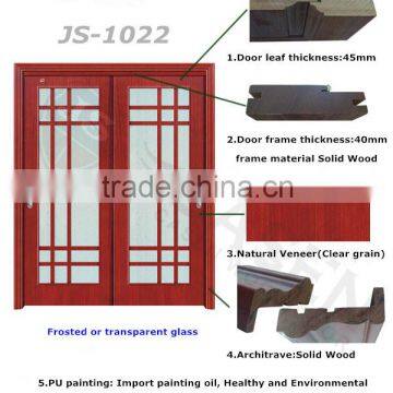 Red Walnut Timber Glass Interior Door photo-2