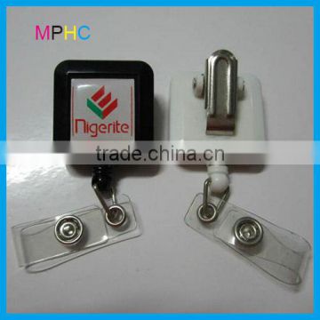 Epoxy Logo Square Shape Plastic Retractable String pulling Reel