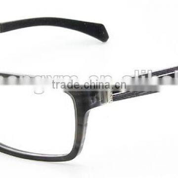 Square Acetate Frame Eyeglass with Wood Temple men spectacles