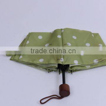 wooden handle 190 T three folding umbrella