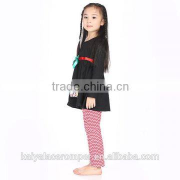 2015 Baby Girls Snowman Applique Top and Red Chevron Pants Set,christmas Outfits for Kids photo-2