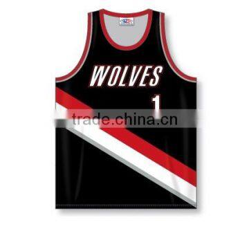 100% Polyester Custom Sublimated Wolves Crew Neck Basketball Jersey / Shirt