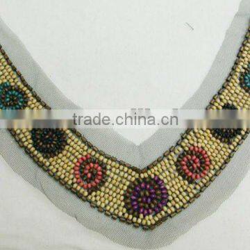 Bead Lace Collar Trimming neck designs of kurtis collar neck design ladies