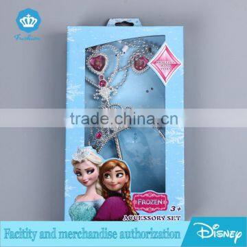 2016 Girls Costume Frozen Cosplay Elsa Ice Princess Crown Fancy Necklace Box Set
