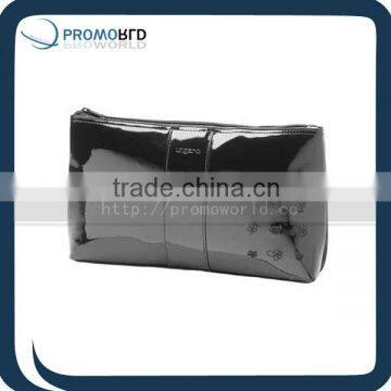 Waterproof washing bag Shinny balck pvc cosmetic bag metallic pu bag