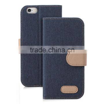 canvas mobile phone casefor iphone 6 wallet case ,wholesale flip leather case for