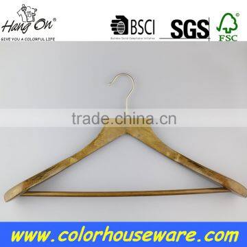 Broad shoulder wooden coat hanger