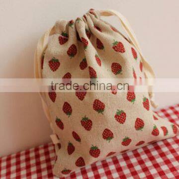 low cost custom printed linen drawstring bag linen pouch