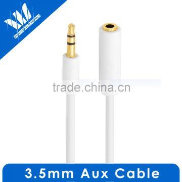 Custom slim white molding type 3.5MM Stereo Aux extension Cable