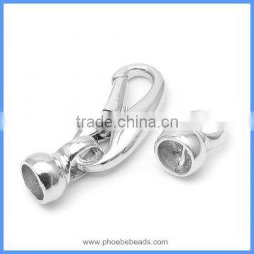 Wholesale White Rhodium Plated 925 Sterling Silver Lobster Spring Clasp With End Cap For Pearl Jewelry SC-CZ040 photo-4