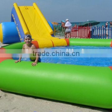 inflatable colorful octagon swimming pool, slide with water pool combo inflatable game for kids