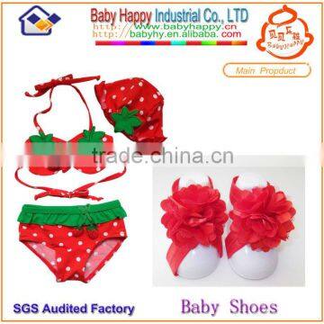 red beautiful baby barefoot sandal set